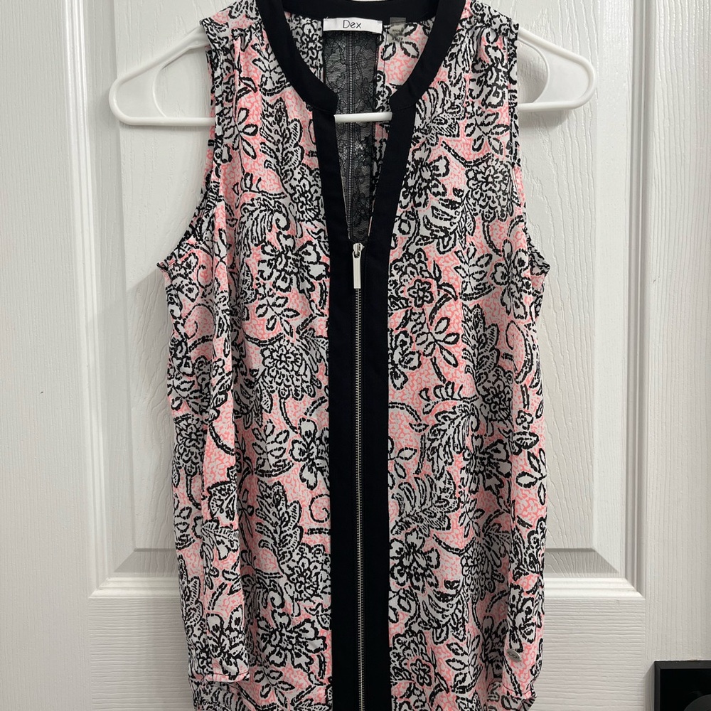 Dex Black and Pink Buttoned Blouse